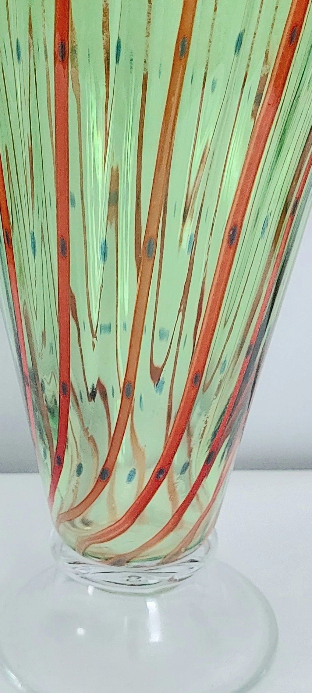 Vintage Mid-century Italian Art Glass Trumpet Ribbon Vase (Murano?)