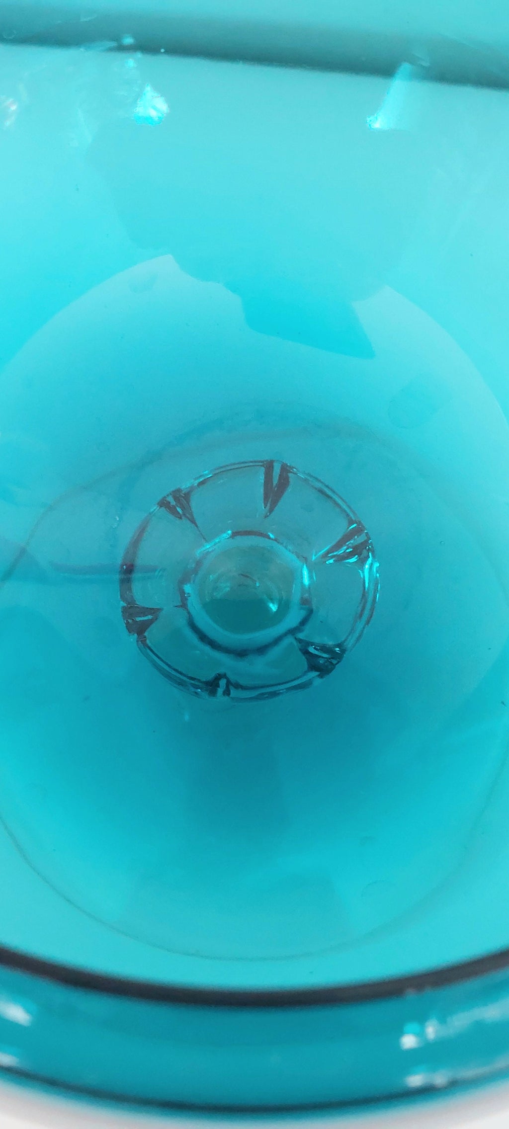 Vintage Mid-Century Empoli? Turquoise Italian Lidded Pedestal Glass Mod Apothecary Candy Jar