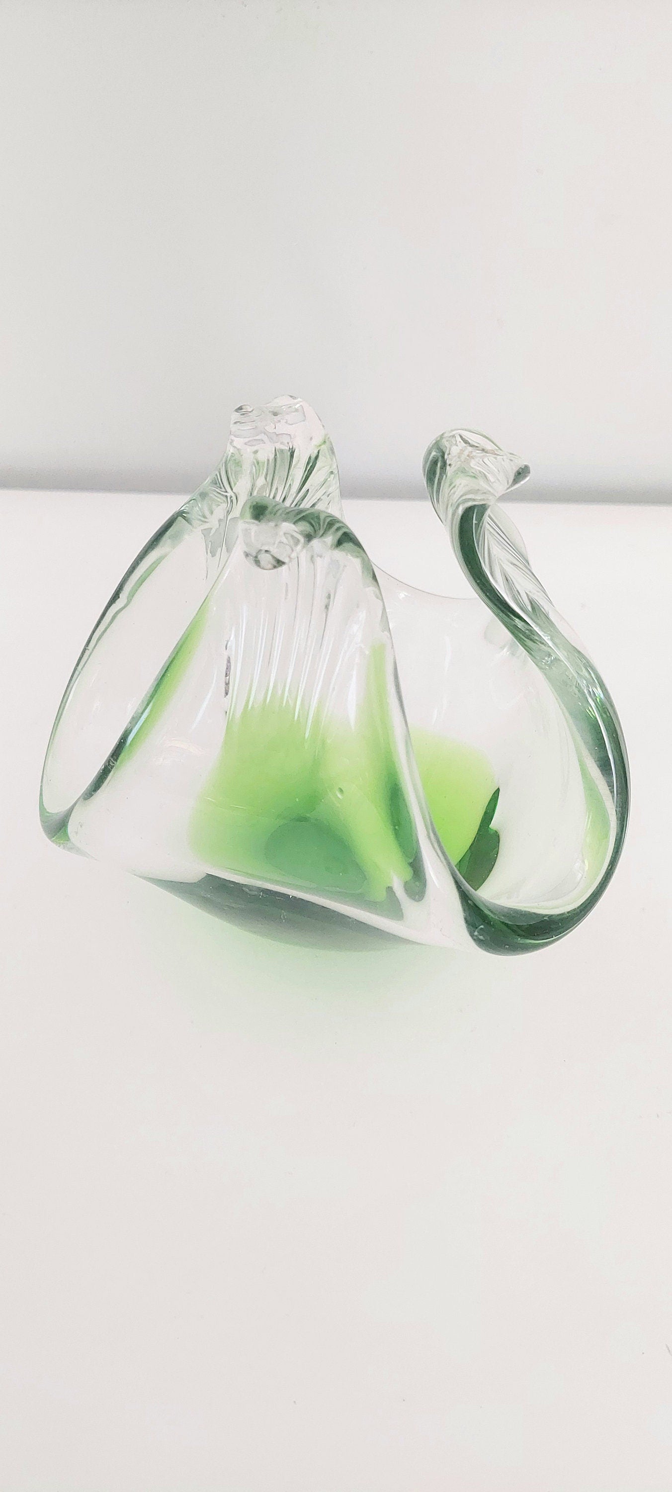 Vintage Mid-Century Italian Murano Blown Art Glass Green 1960s Sculpture