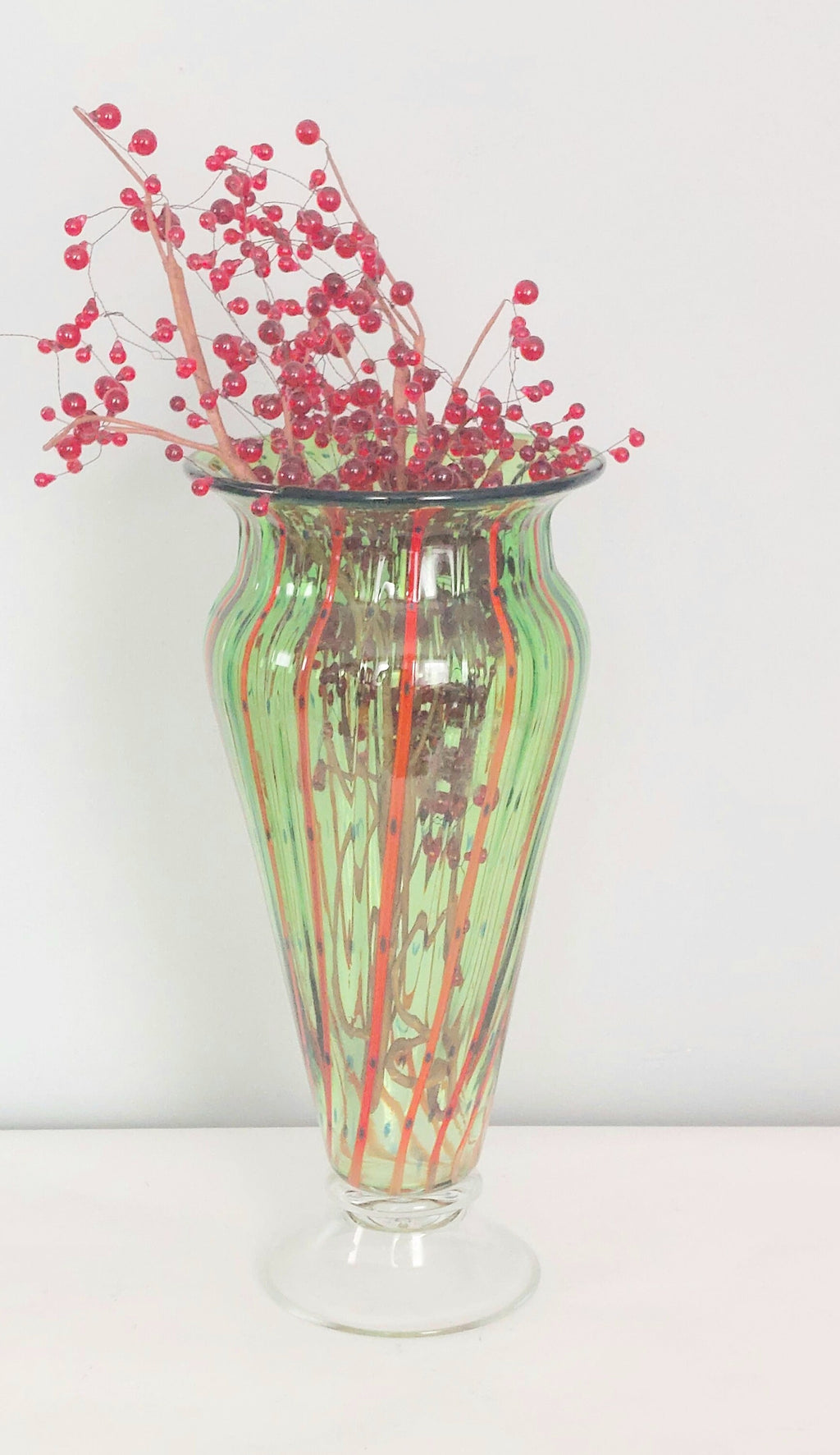 Vintage Mid-century Italian Art Glass Trumpet Ribbon Vase (Murano?)