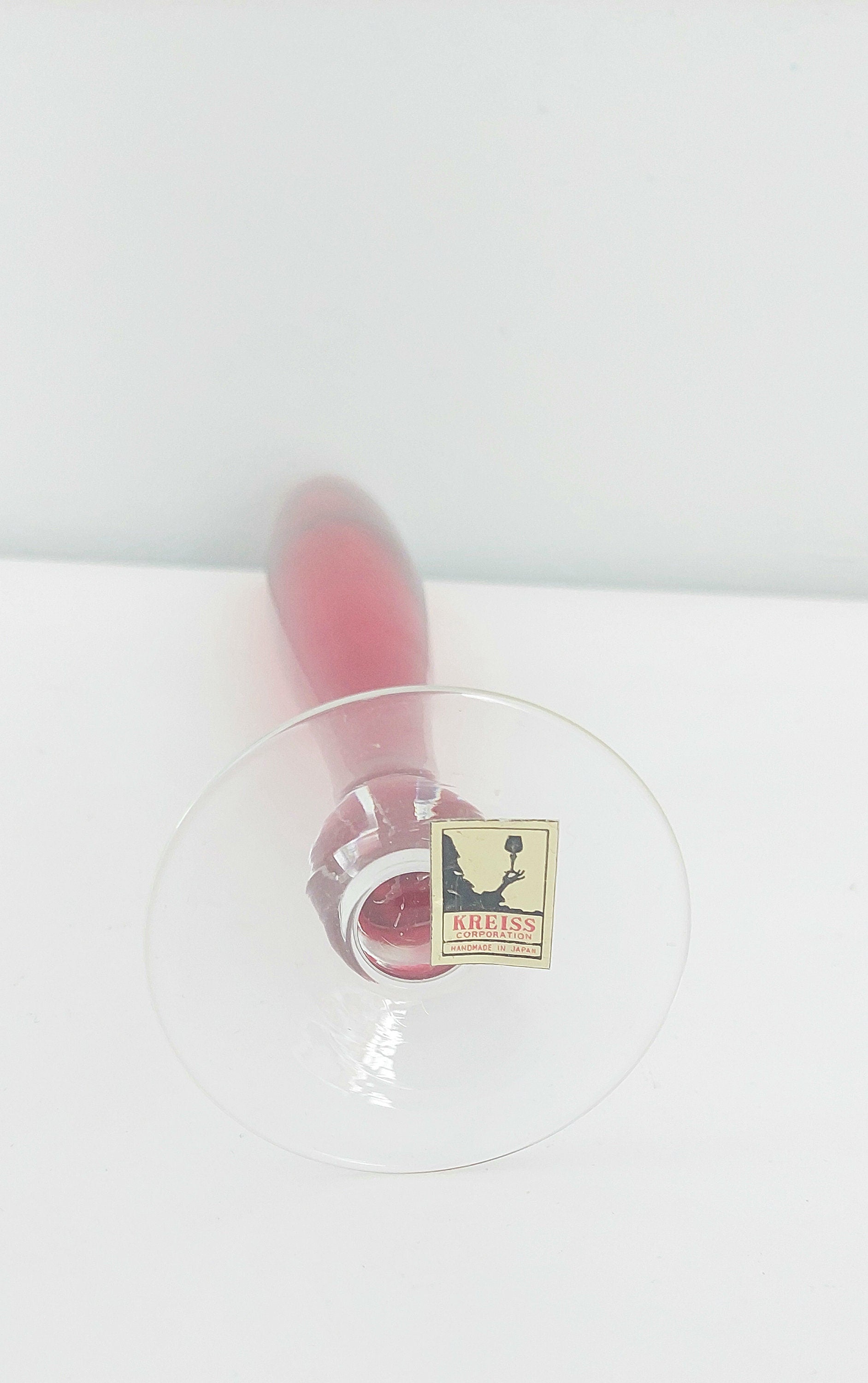 Vintage Mid-Century Kreiss Japan Red Art Glass Flute Bud Vase Home Decor