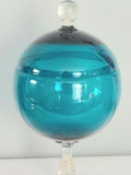 Vintage Mid-Century Empoli? Turquoise Italian Lidded Pedestal Glass Mod Apothecary Candy Jar