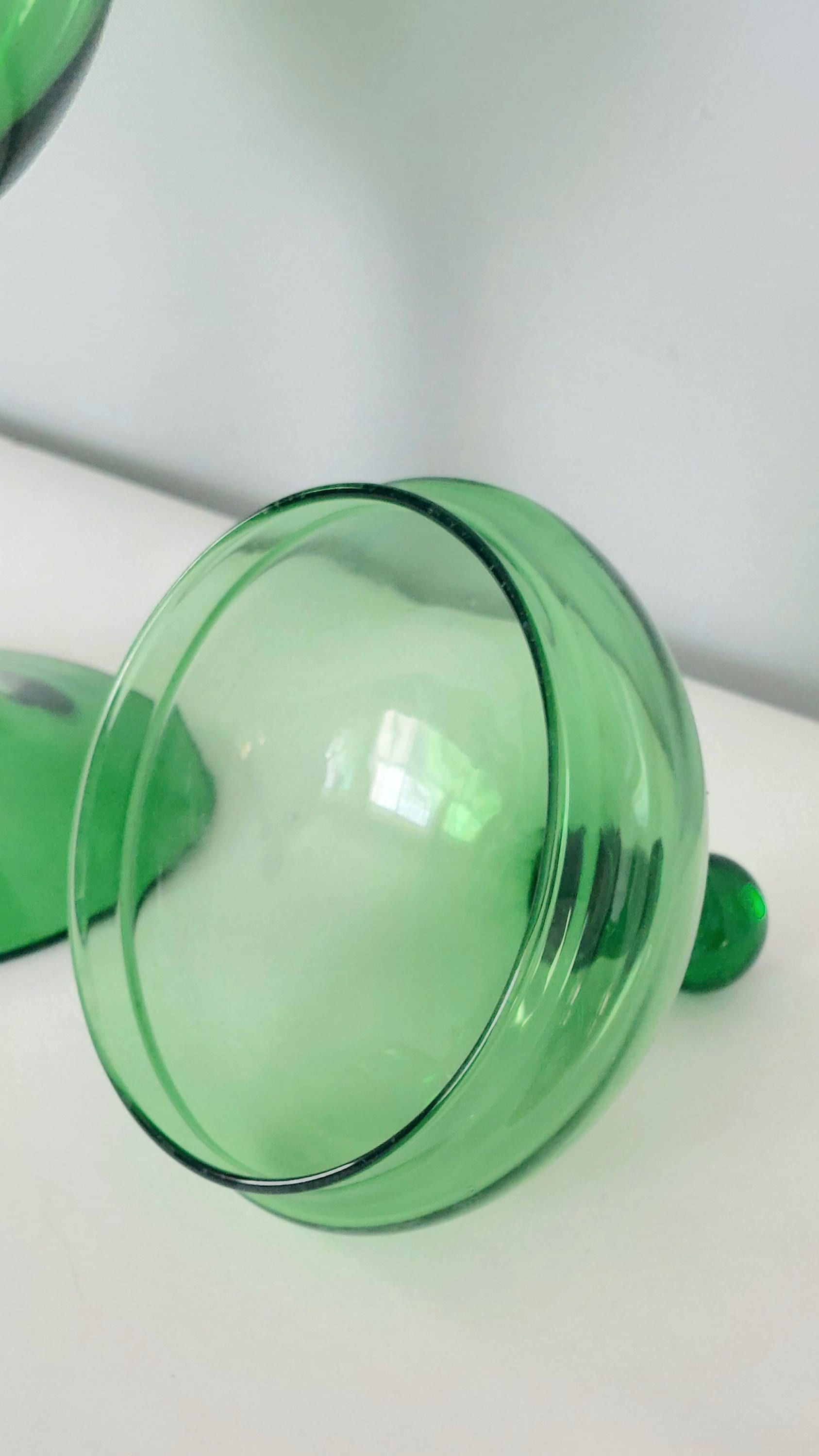 Vintage Mid-Century Italian Empoli Blown Art Apothecary Green Glass Jar