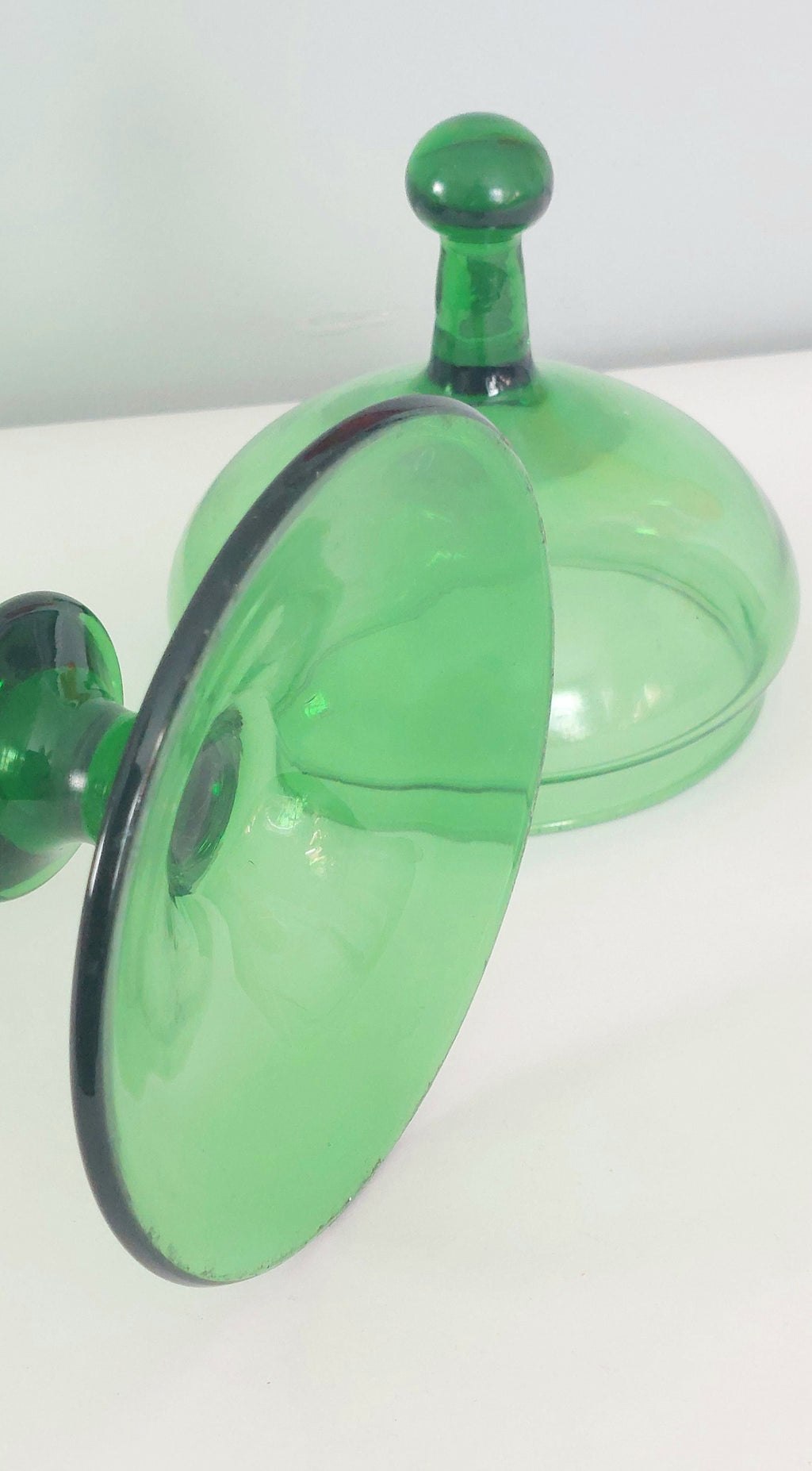 Vintage Mid-Century Italian Empoli Blown Art Apothecary Green Glass Jar