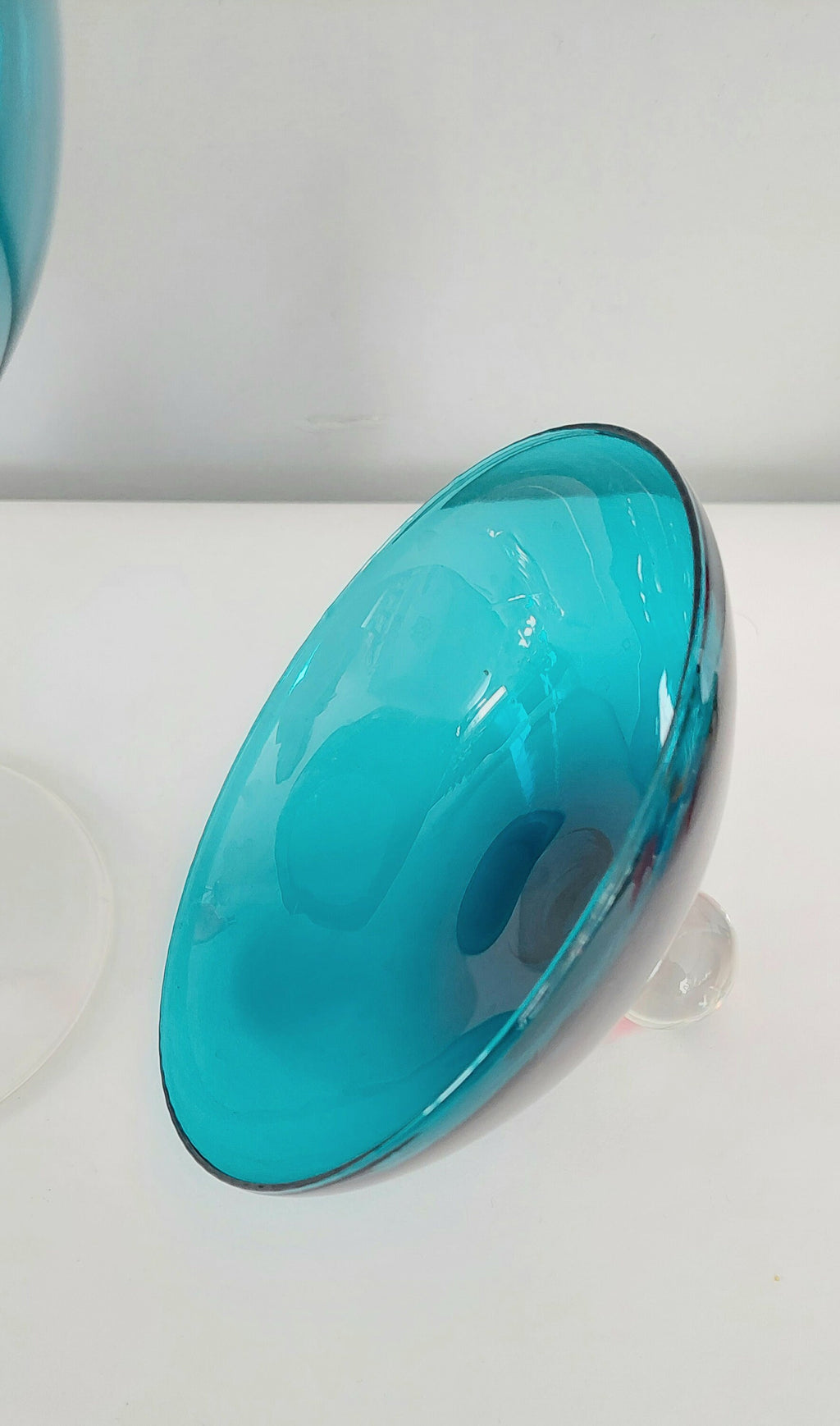 Vintage Mid-Century Empoli? Turquoise Italian Lidded Pedestal Glass Mod Apothecary Candy Jar