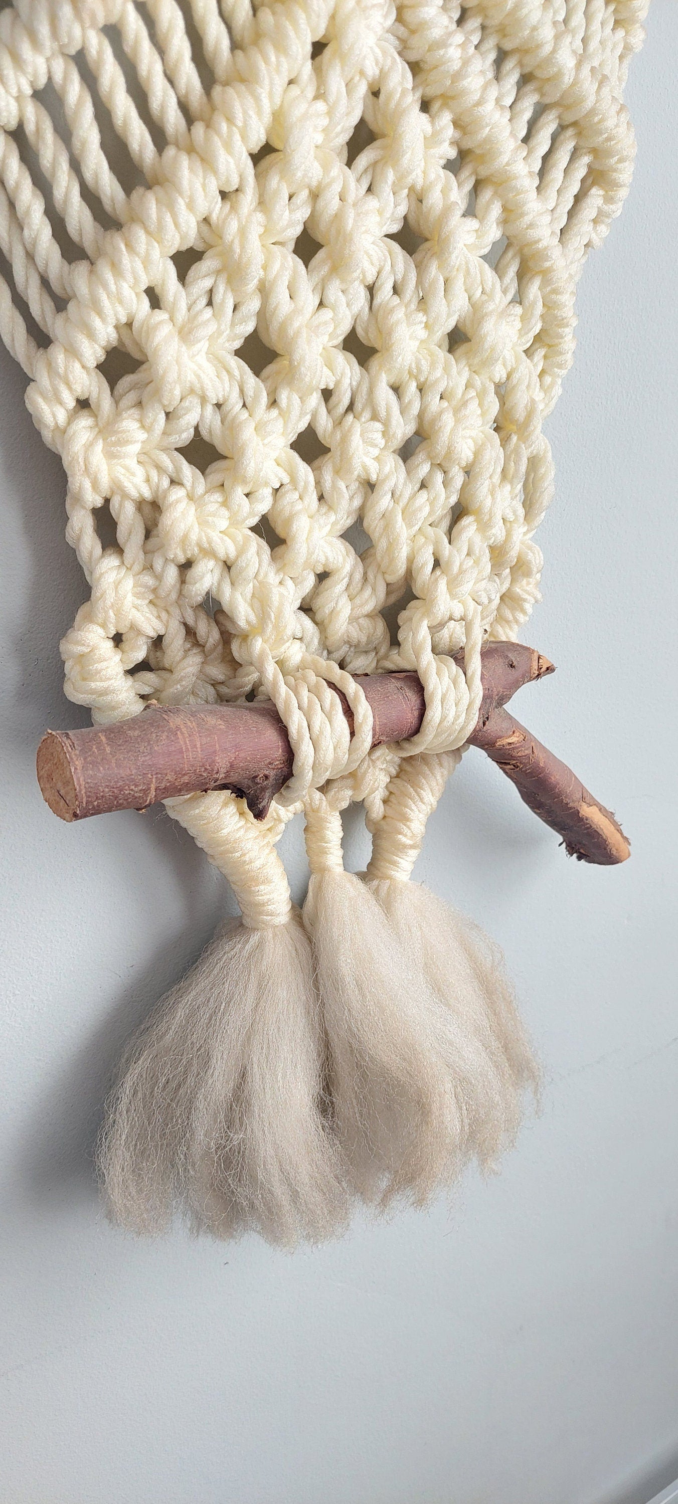 Vintage Handmade Macrame Owl Wall Hanging MCM MId-century Home Decor 1960s Boho Large