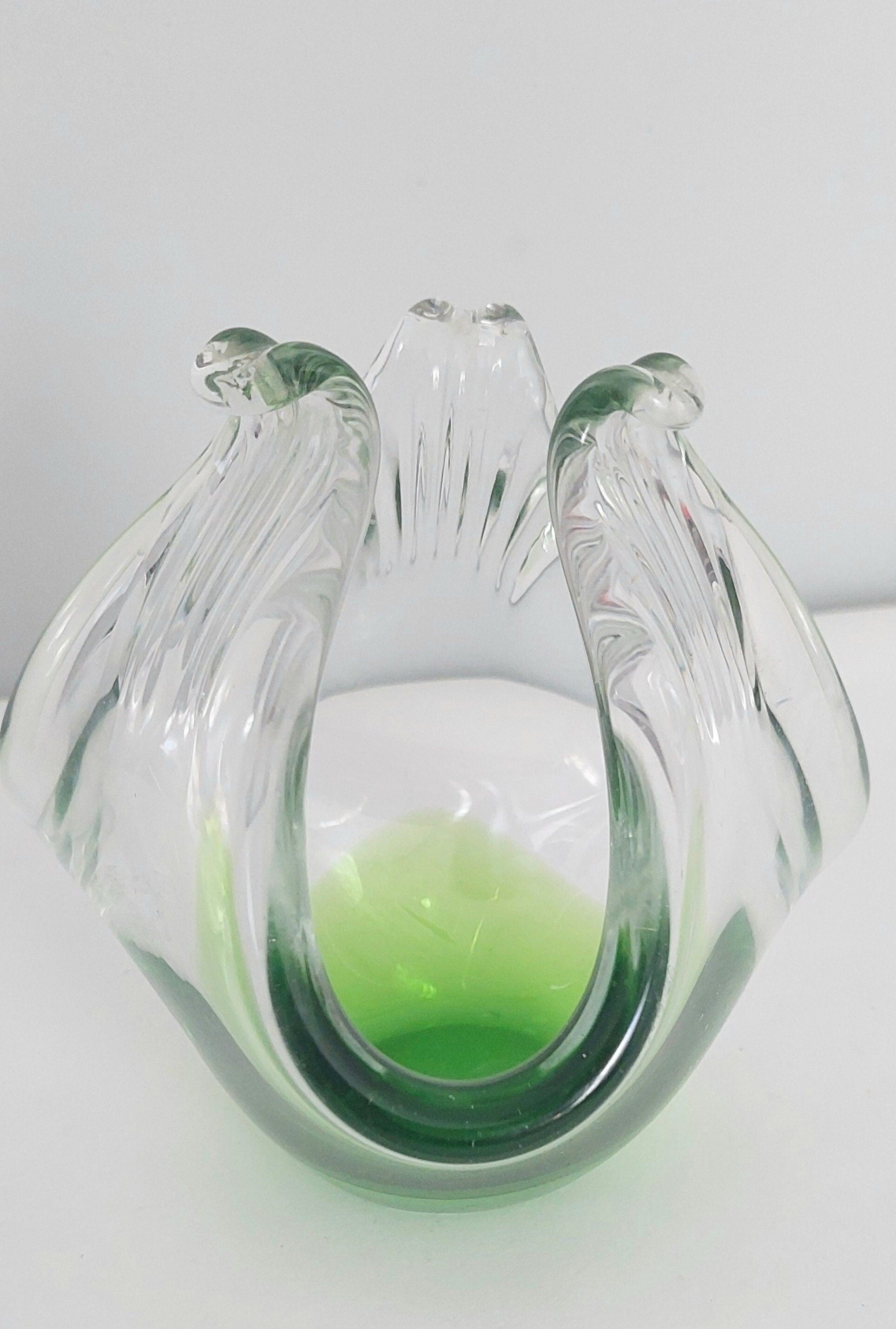 Vintage Mid-Century Italian Murano Blown Art Glass Green 1960s Sculpture
