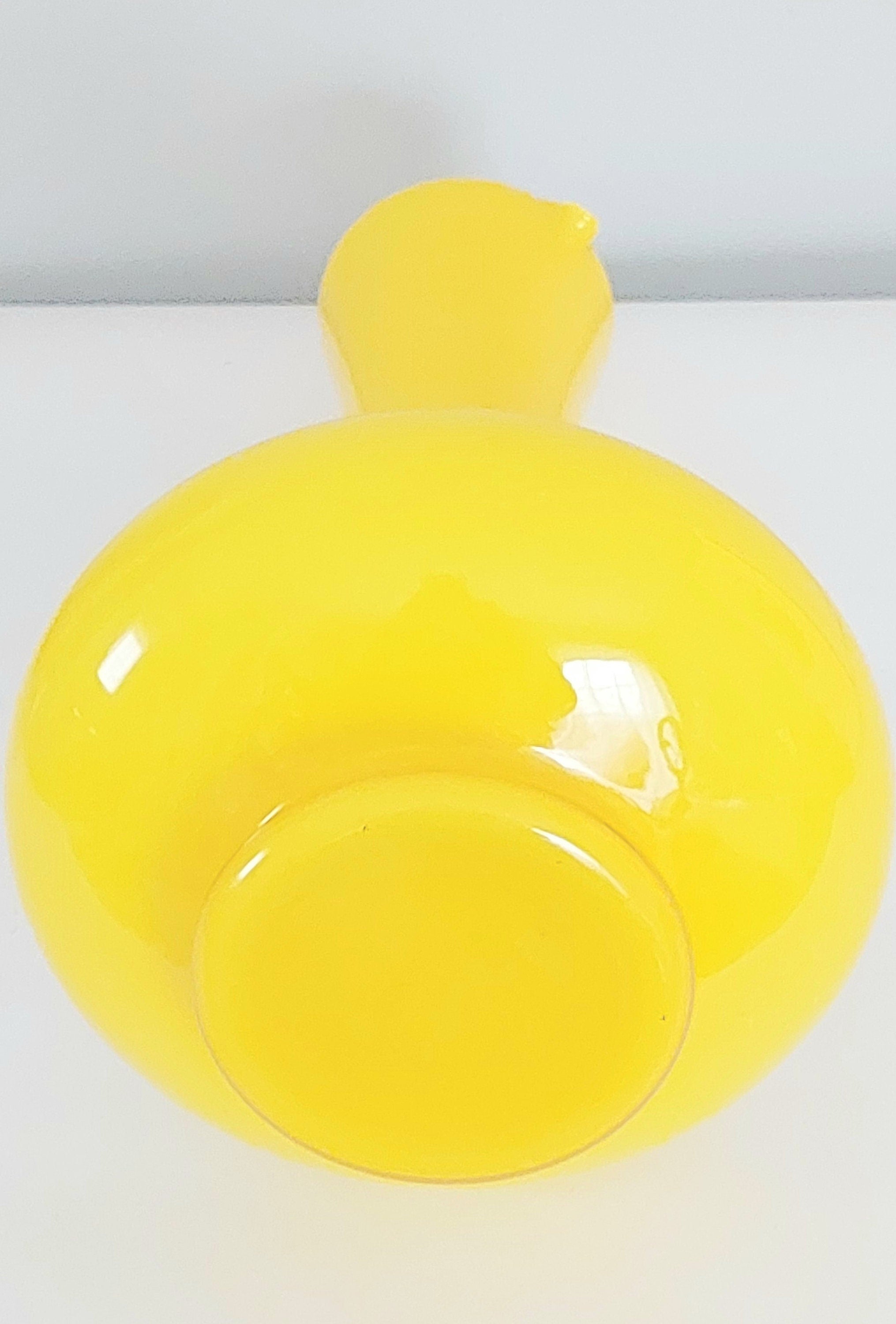 Vintage Mid-Century Yellow Cased Art Glass Pitcher Vase with Clear Glass Handle