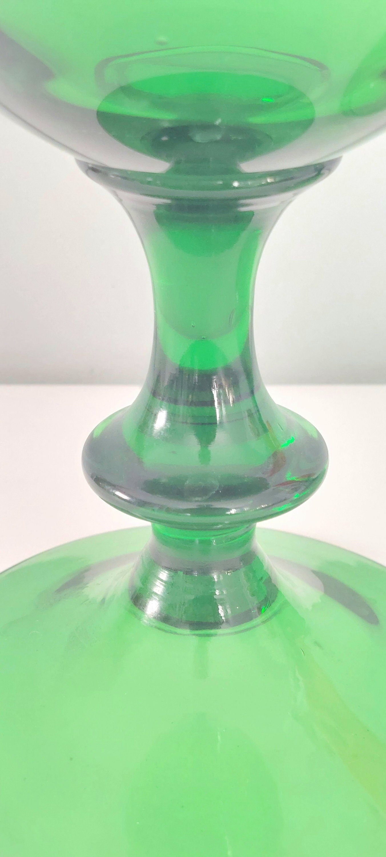 Vintage Mid-Century Italian Empoli Blown Art Apothecary Green Glass Jar