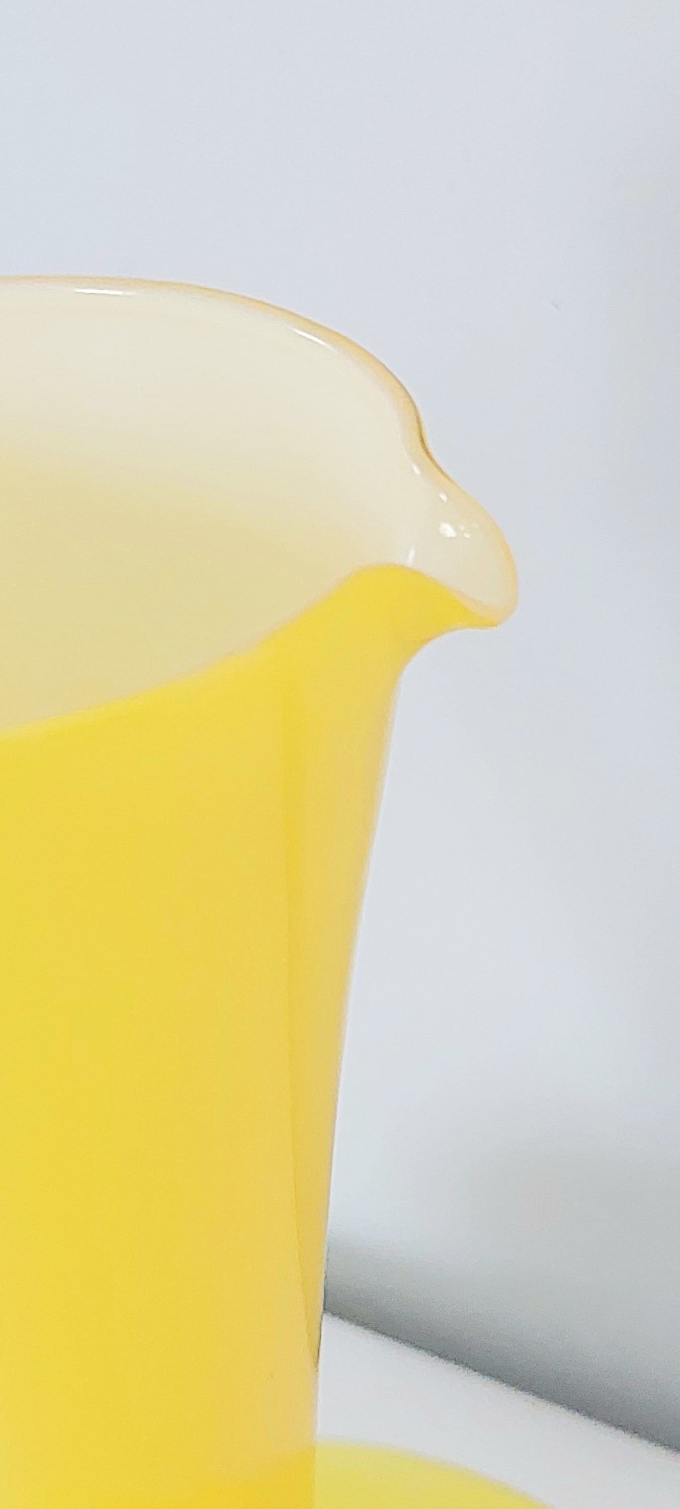 Vintage Mid-Century Yellow Cased Art Glass Pitcher Vase with Clear Glass Handle