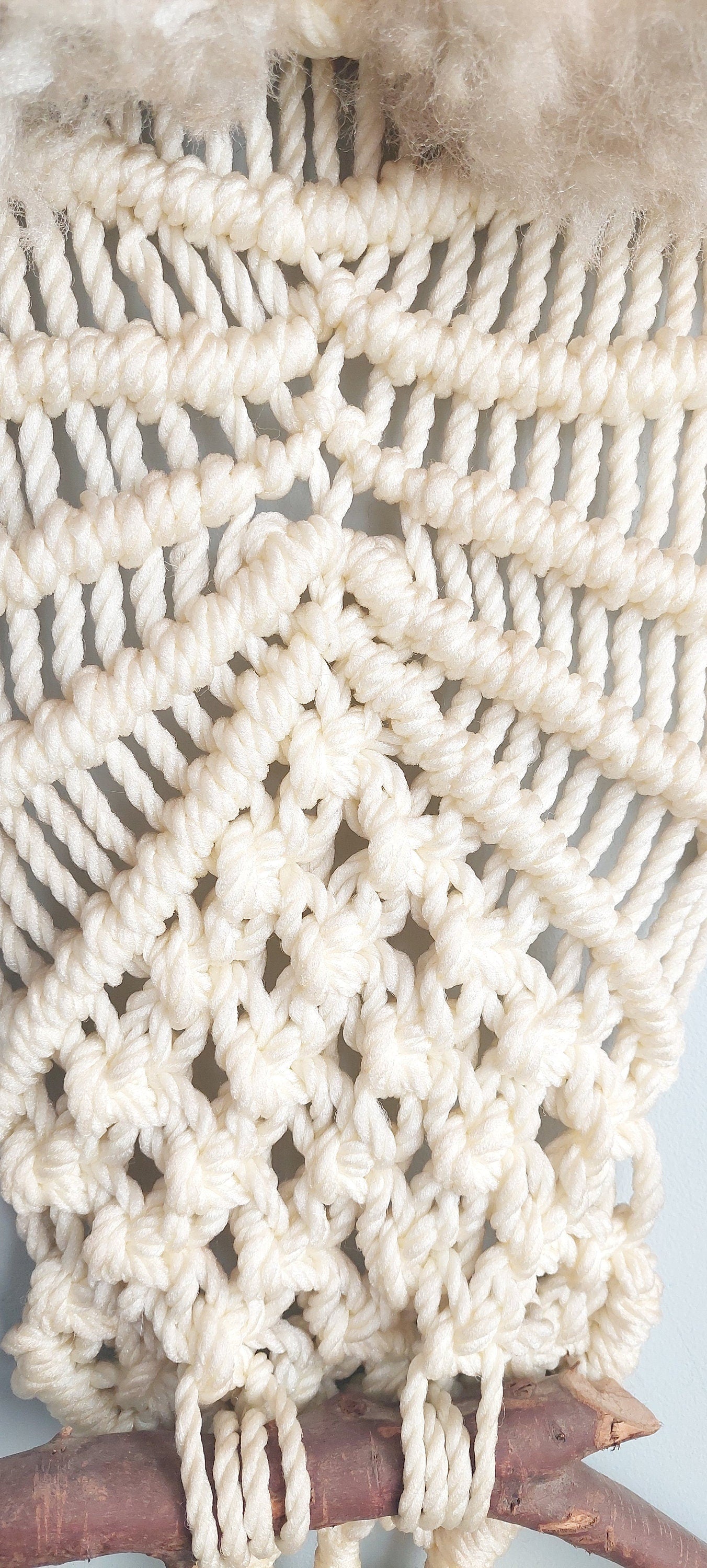 Vintage Handmade Macrame Owl Wall Hanging MCM MId-century Home Decor 1960s Boho Large