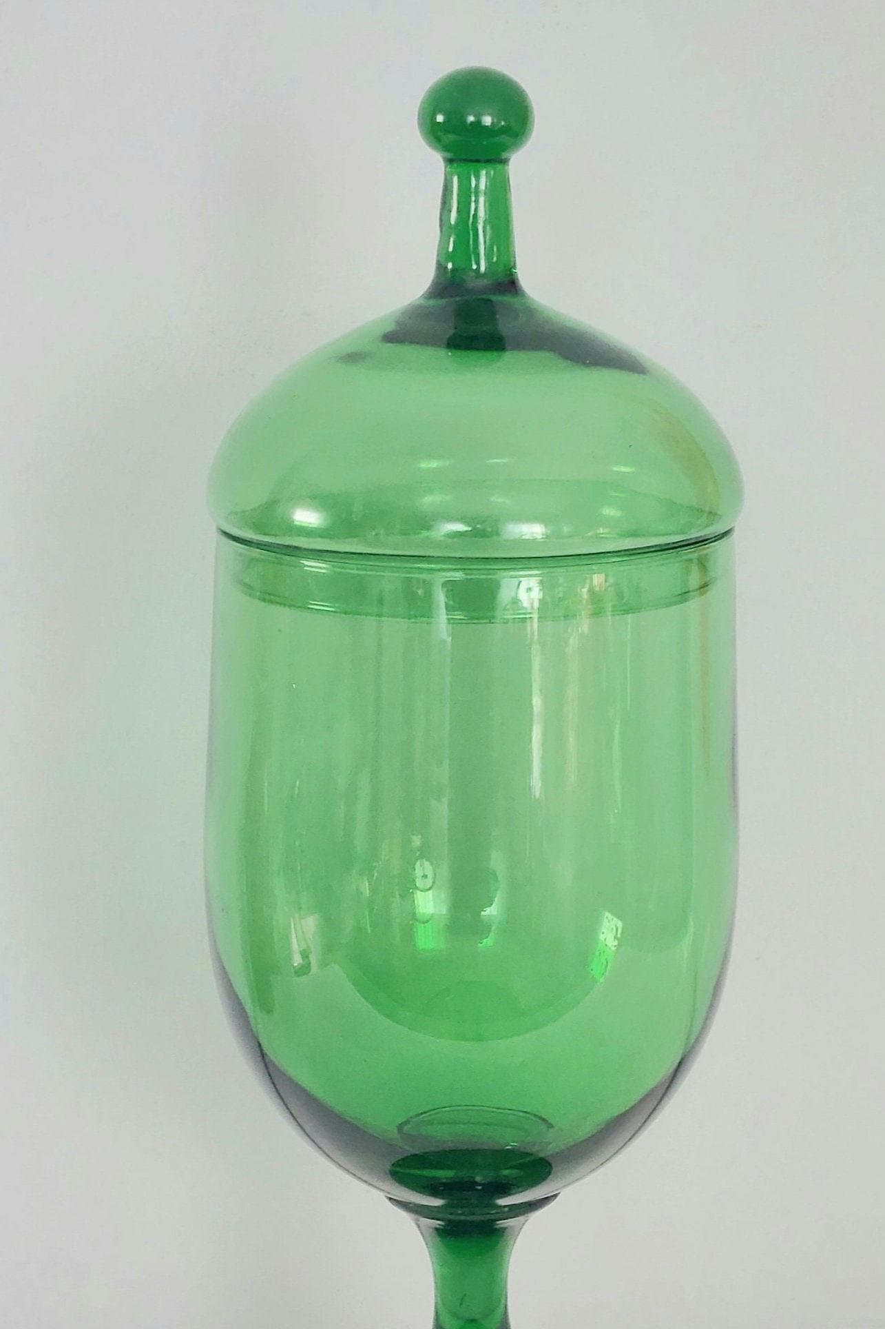 Vintage Mid-Century Italian Empoli Blown Art Apothecary Green Glass Jar