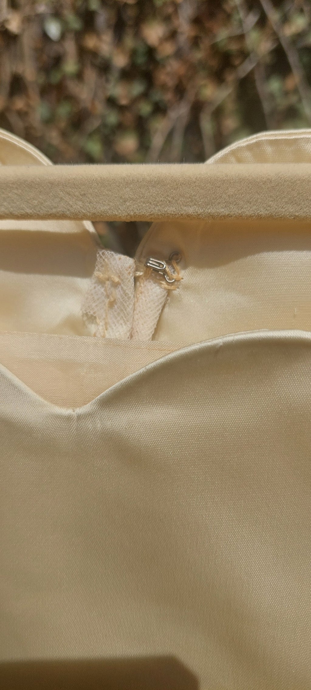 Vintage 1950s Cream Satin Wedding Dress: Fit and Flare, Long Sleeved