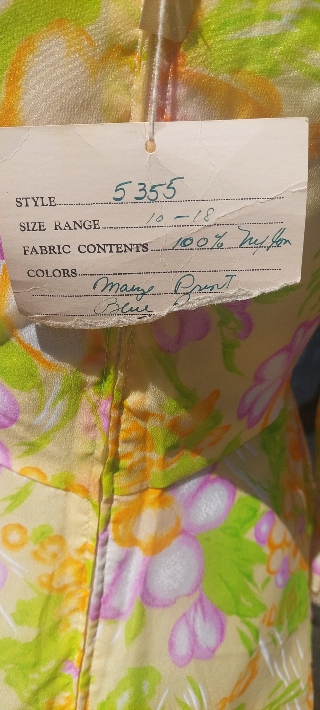 1960s Nylon Custom Made Ruffled Flower Power Floral Lined Maxi Dress