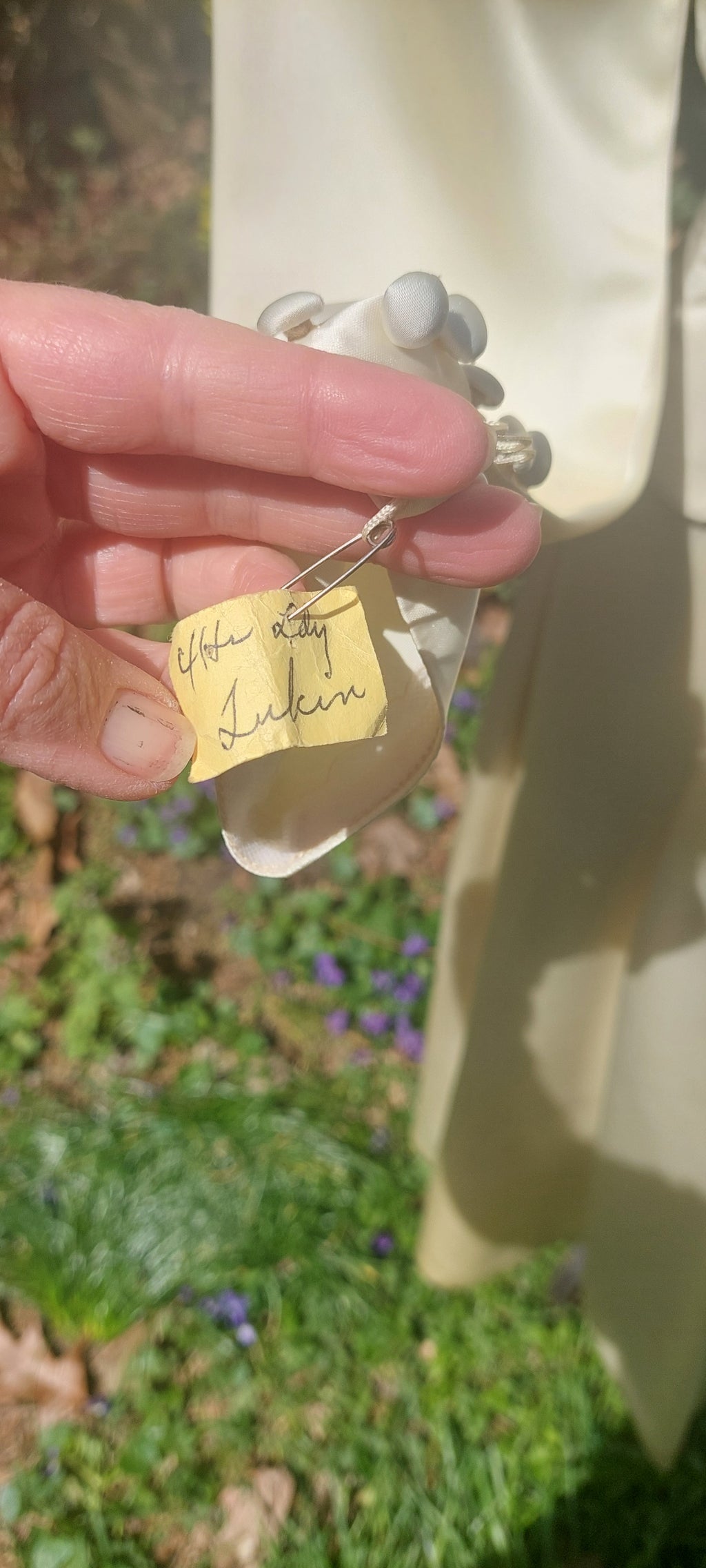 Vintage 1950s Cream Satin Wedding Dress: Fit and Flare, Long Sleeved