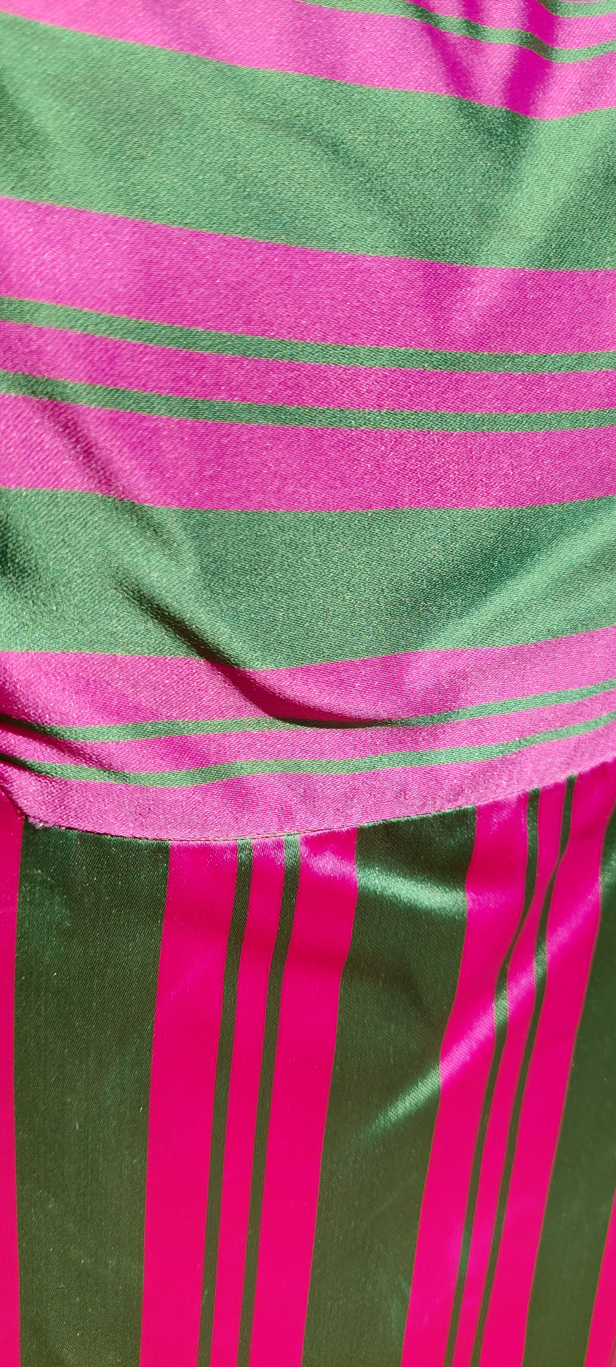 1960s Rappi Satin Watermelon Striped 2-Piece Sleeveless Maxi Gown & Coat