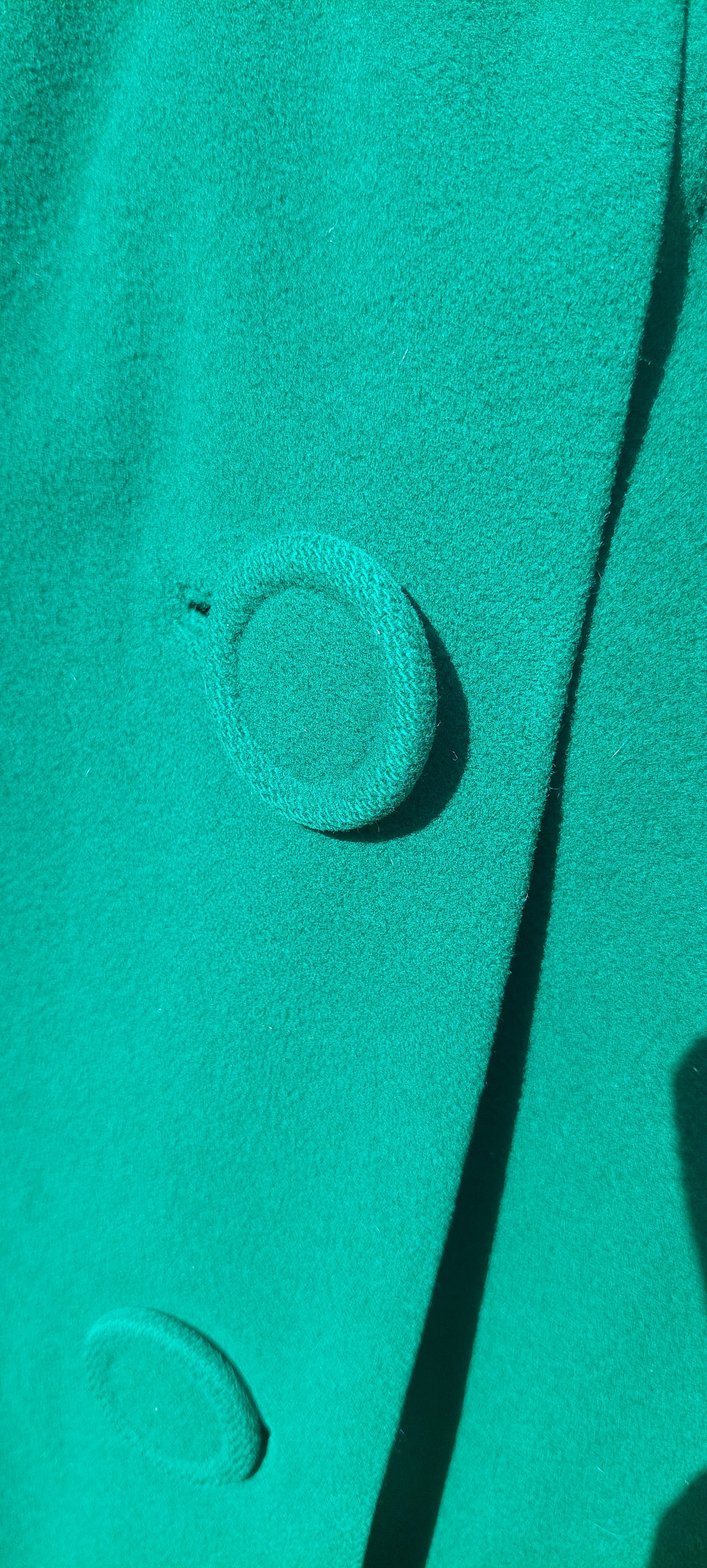 Vintage Mid-Century Emerald Green Wool Swing Coat with Brown Faux Fur Collar