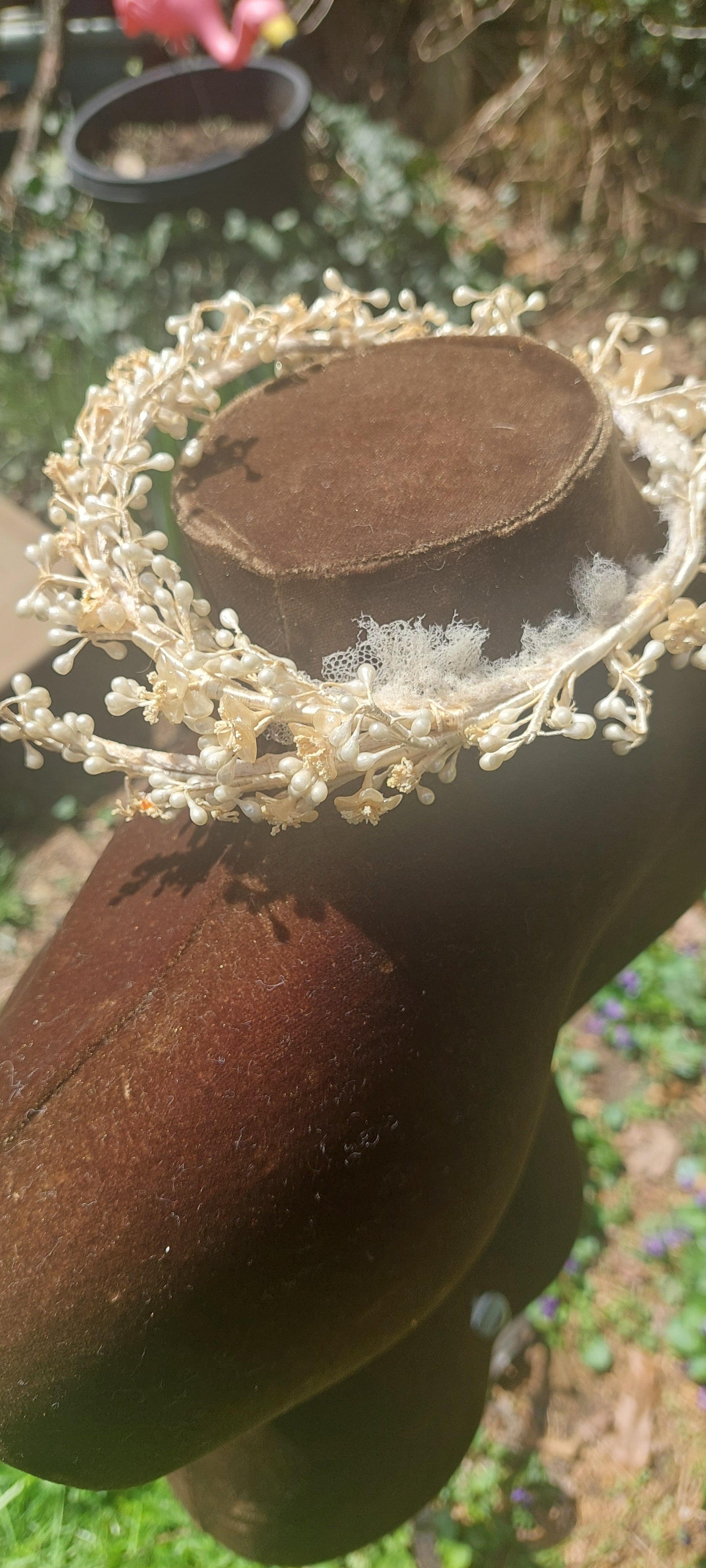 Vintage 1950s Cream Satin Wedding Dress: Fit and Flare, Long Sleeved