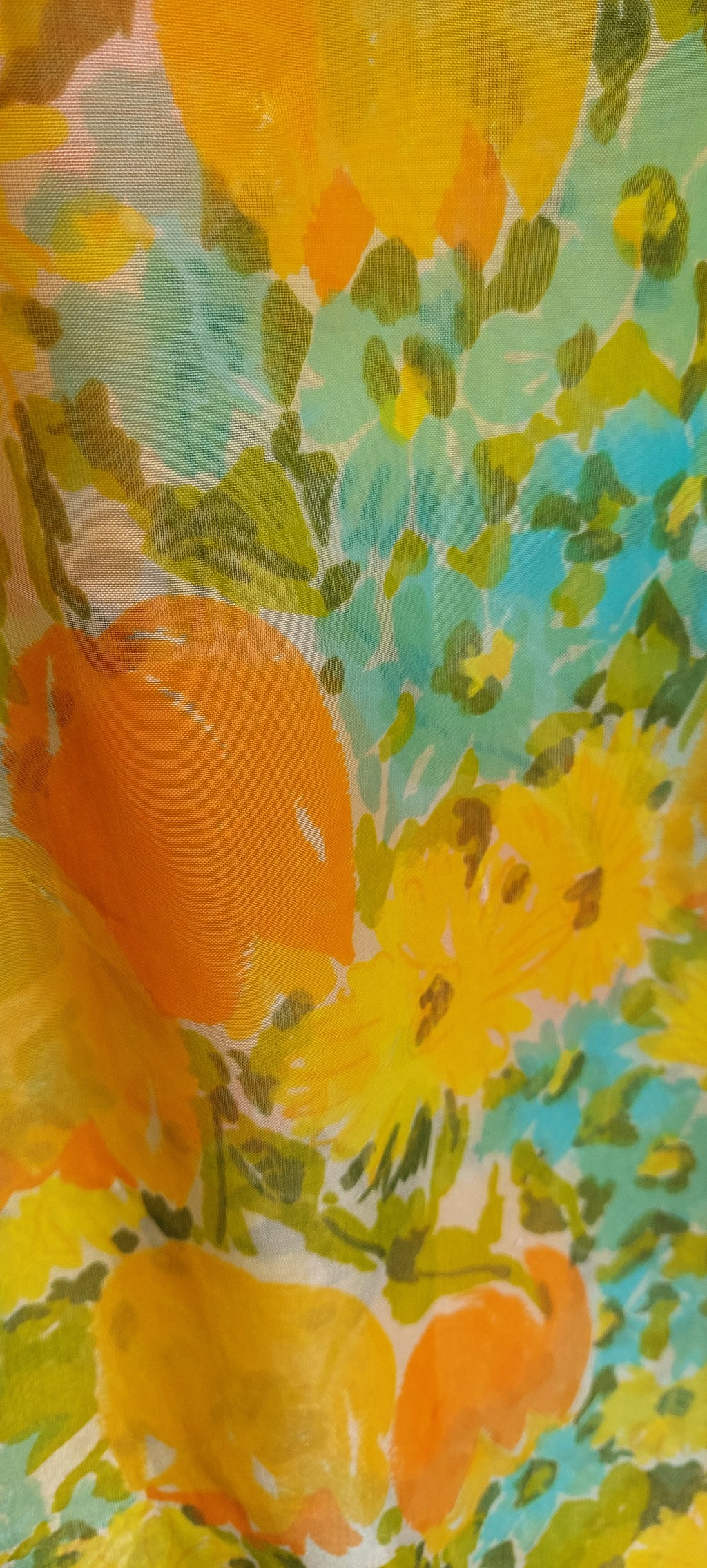 1960s Double Chiffon Custom Made Flower Power Maxi Dress Gown