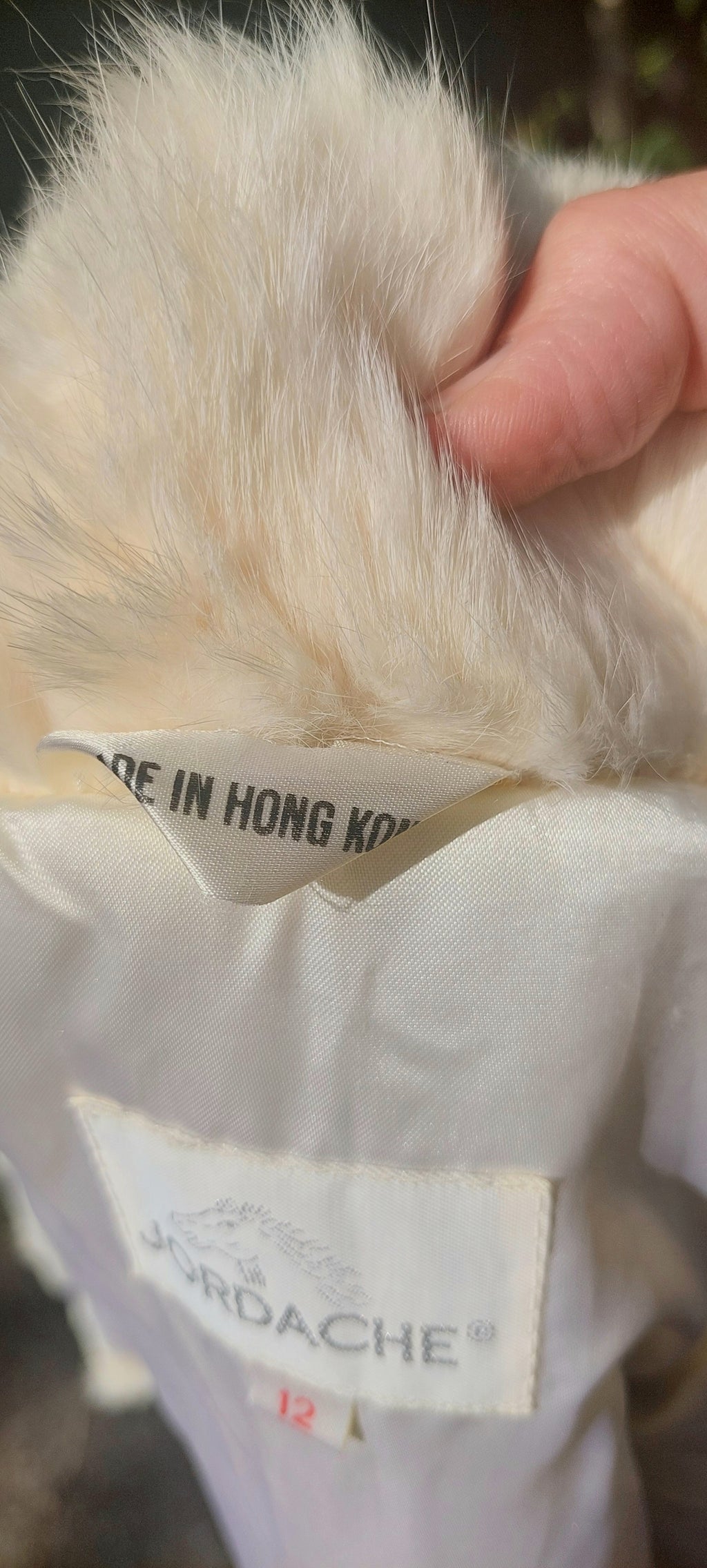 Vintage 1980s Off White Jordache Genuine Rabbit Fur Knit Sleeve Winter Jacket Co