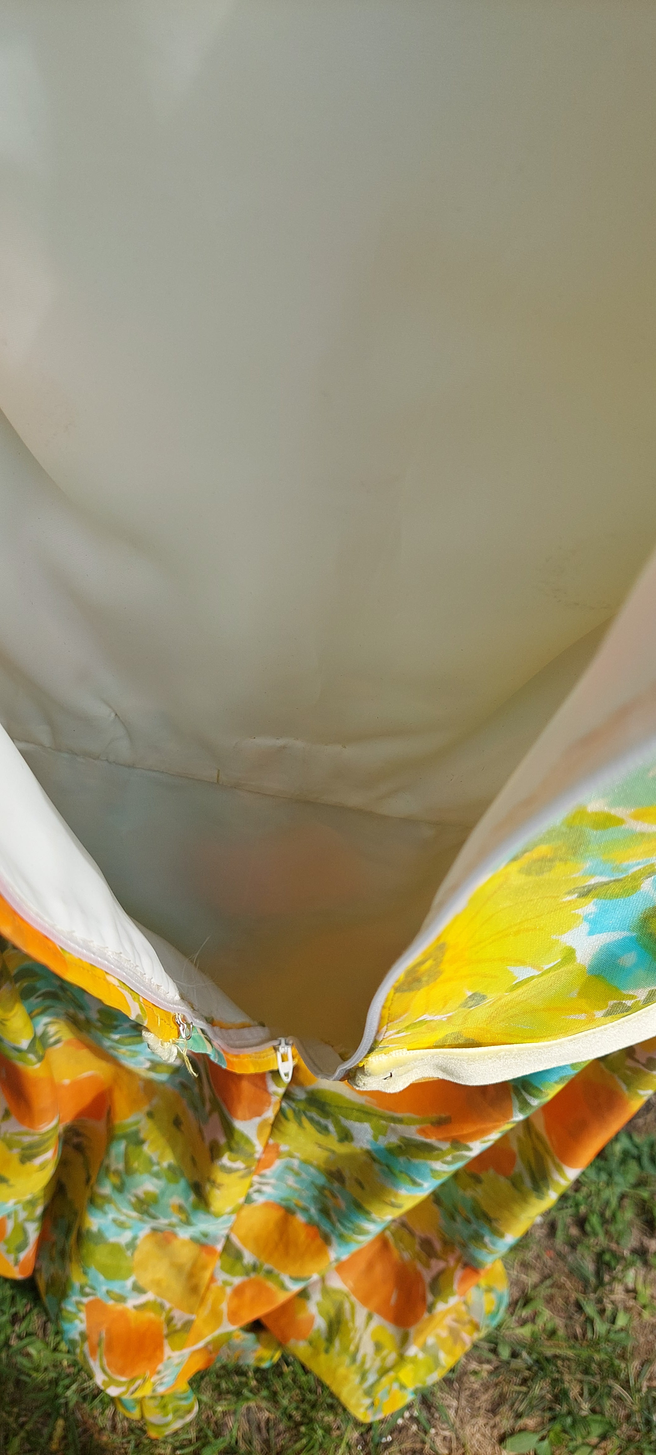 1960s Double Chiffon Custom Made Flower Power Maxi Dress Gown