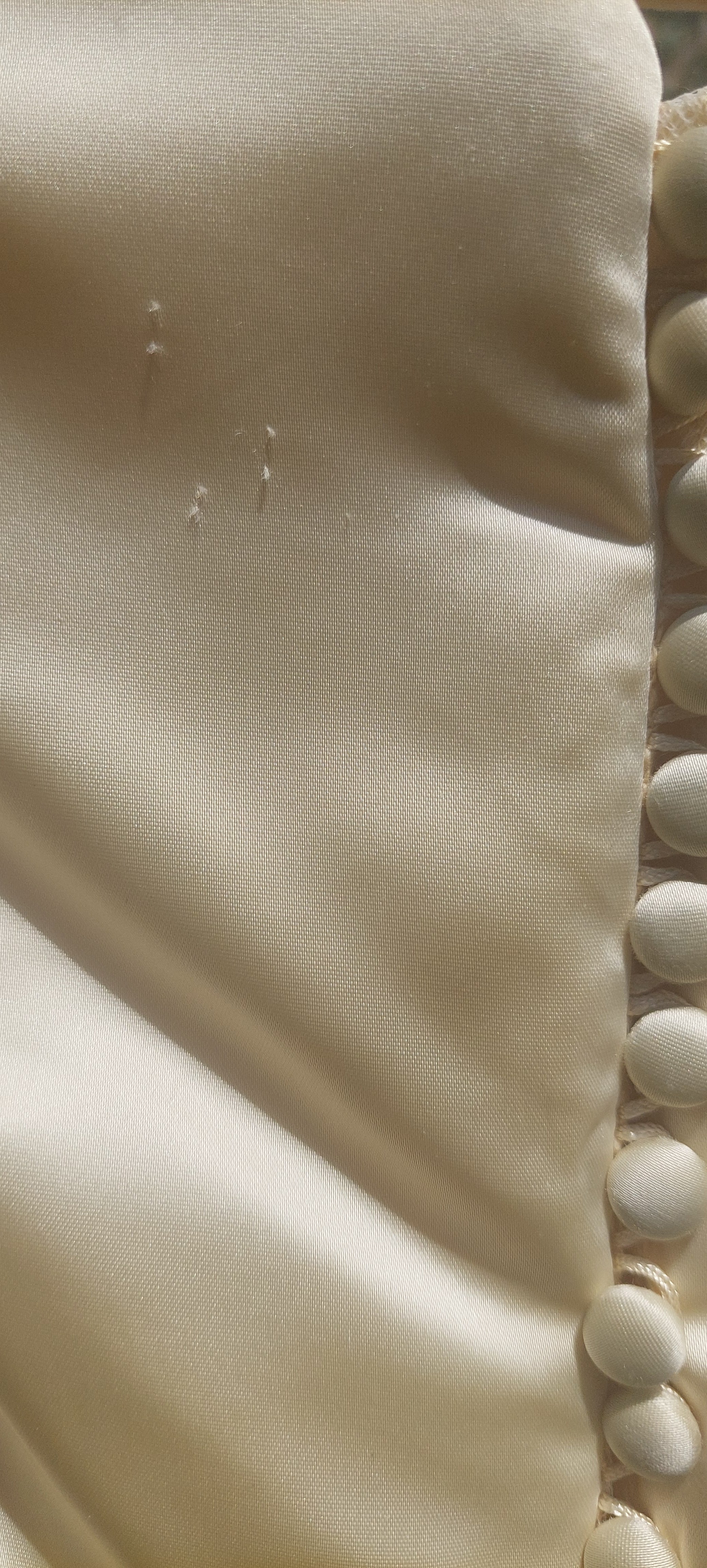 Vintage 1950s Cream Satin Wedding Dress: Fit and Flare, Long Sleeved