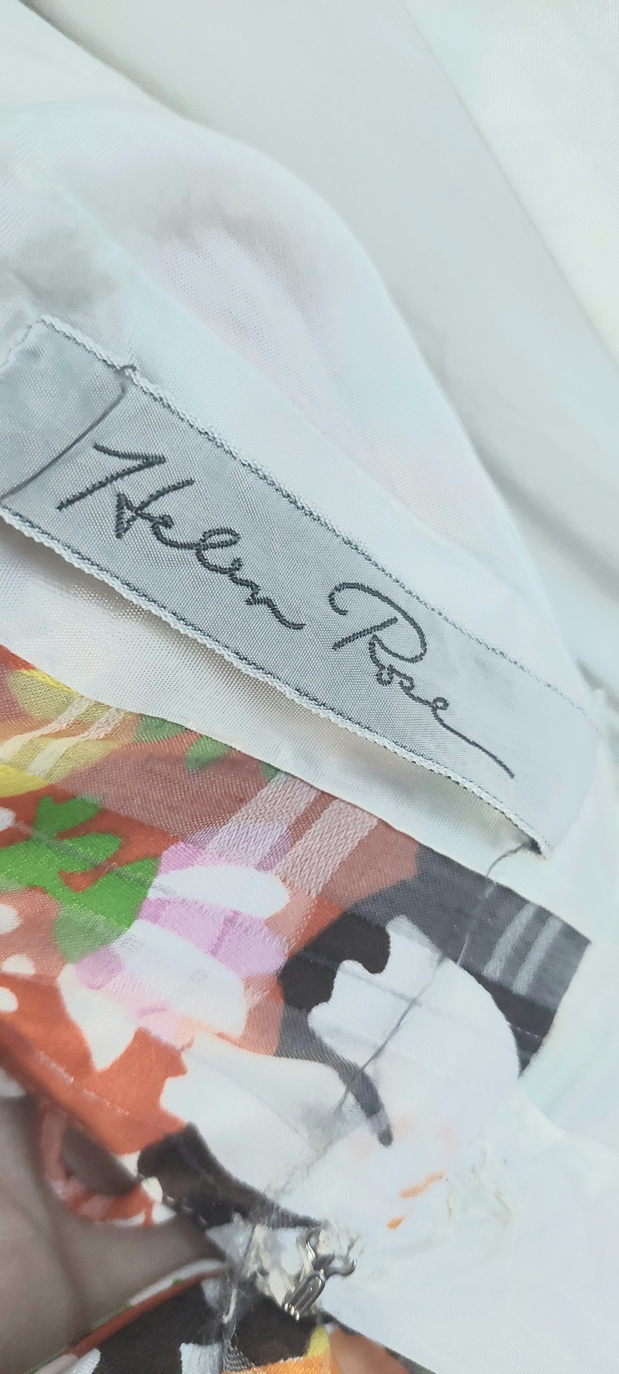 Vintage 1960s Psychedelic Flower Power Helen Rose Ruffled Bright Floral Couture